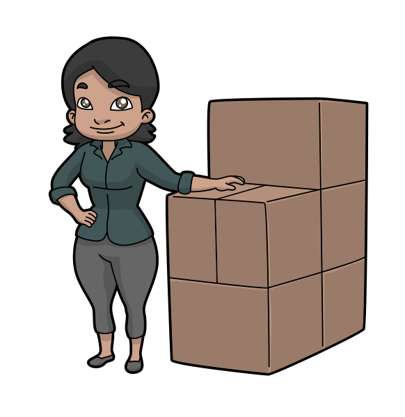 Mujer con caja de cartón